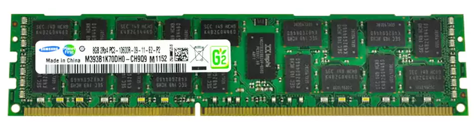 Samsung M393B1K70DH0-CH9Q9 8GB 1333MHz DDR3 PC3-10600 ECC Registered CL9 240-Pin DIMM 1.5V Dual Rank X4 Memory Module