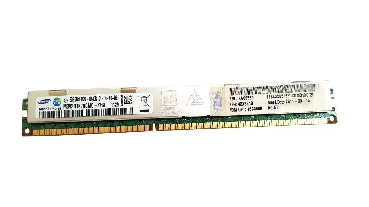 IBM 49Y1555 8GB 1333MHz DDR3 PC3-10600 ECC Registered CL9 240-Pin DIMM 1.5V Dual Rank Memory Module