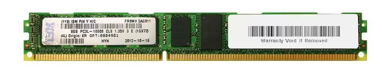 IBM 00D4981 8GB 1333MHz DDR3 PC3-10600 ECC Registered CL9 240-Pin DIMM 1.35V Single Rank X4 Memory Module