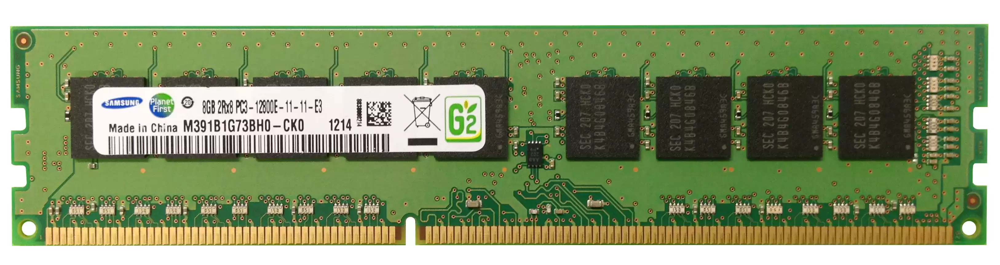 Samsung M391B1G73BH0-CK0 8GB 1600MHz DDR3 PC3-12800 ECC Unbuffered CL11 240-Pin DIMM 1.35V Dual Rank Memory Module