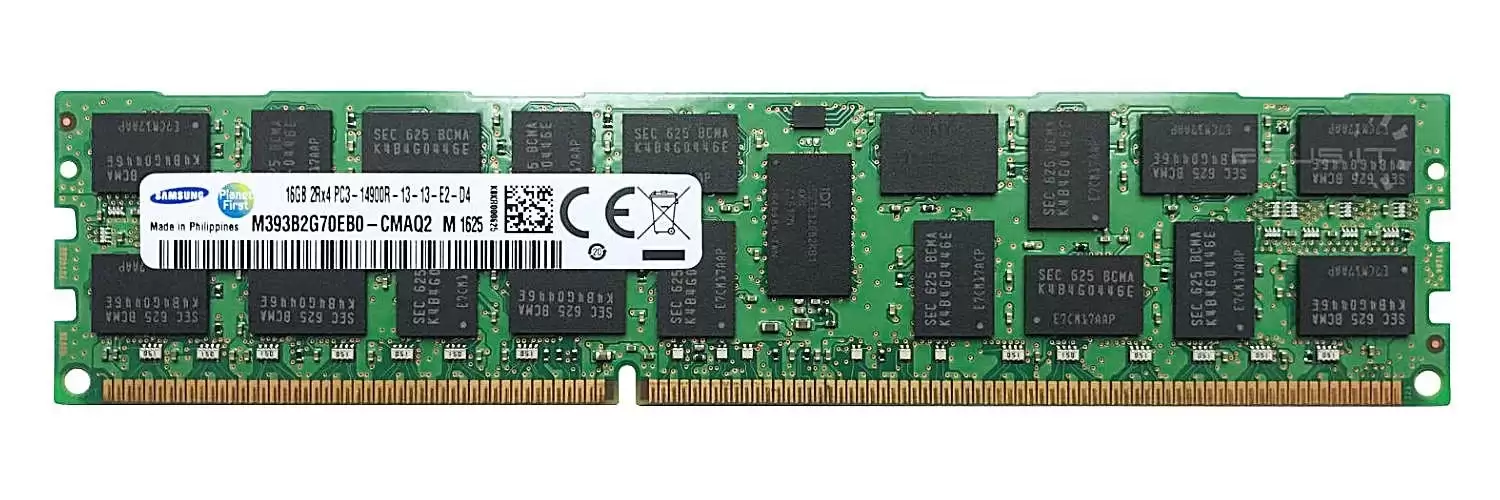 Samsung M393B2G70EB0-CMA 16GB 1866MHz DDR3 PC3-14900 ECC Registered CL13 240-Pin DIMM 1.5V Dual Rank X8 Memory Module
