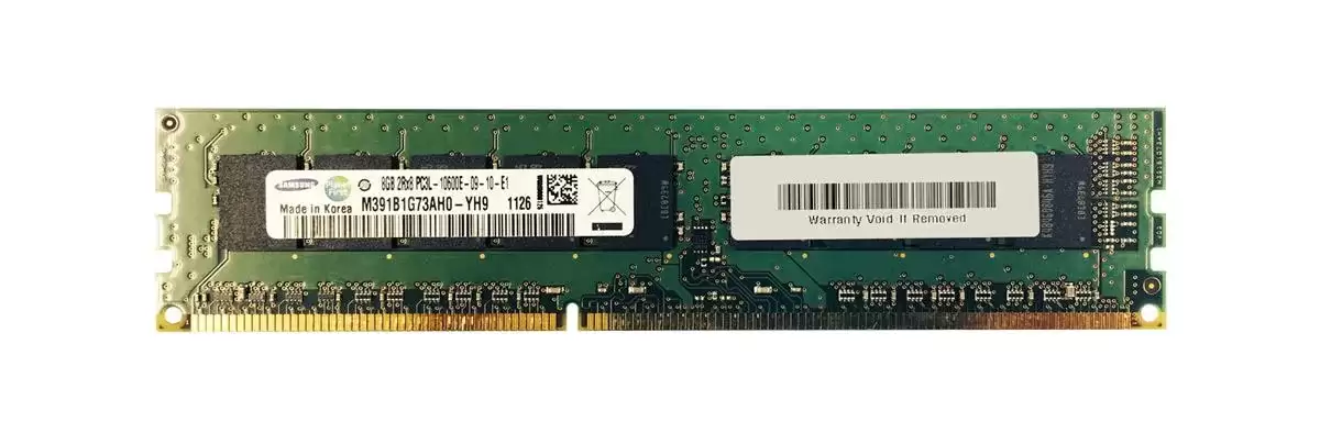 Samsung M391B1G73AH0-CH9 8GB 1333MHz DDR3 PC3-10600 ECC Unbuffered CL9 240-Pin DIMM 1.35V Dual Rank Memory Module