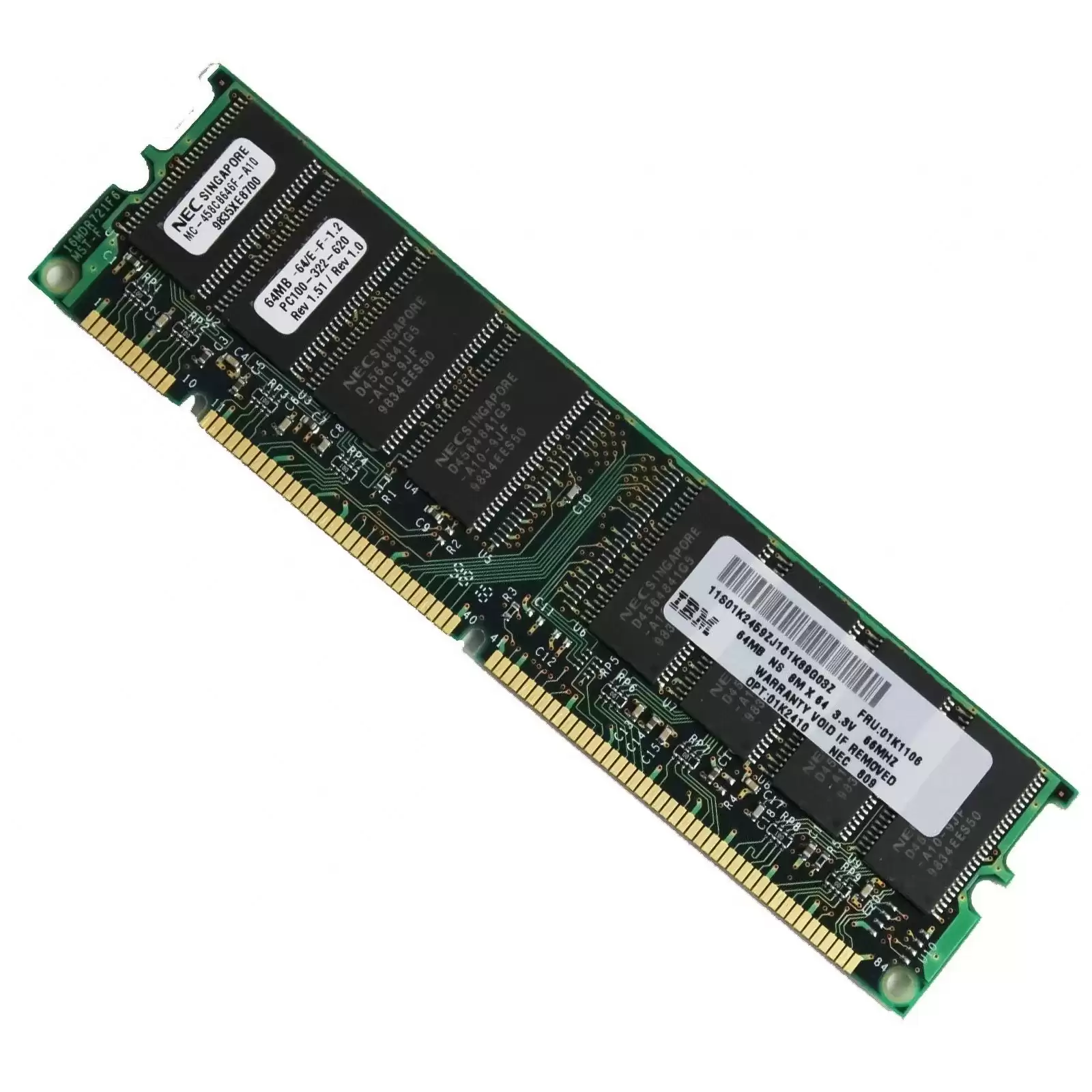IBM 01K1106 64Mb 66MHz DDR2 PC2-5300 ECC Unbuffered CL2 168-Pin DIMM 1.8V Dual Rank X8 Memory Module