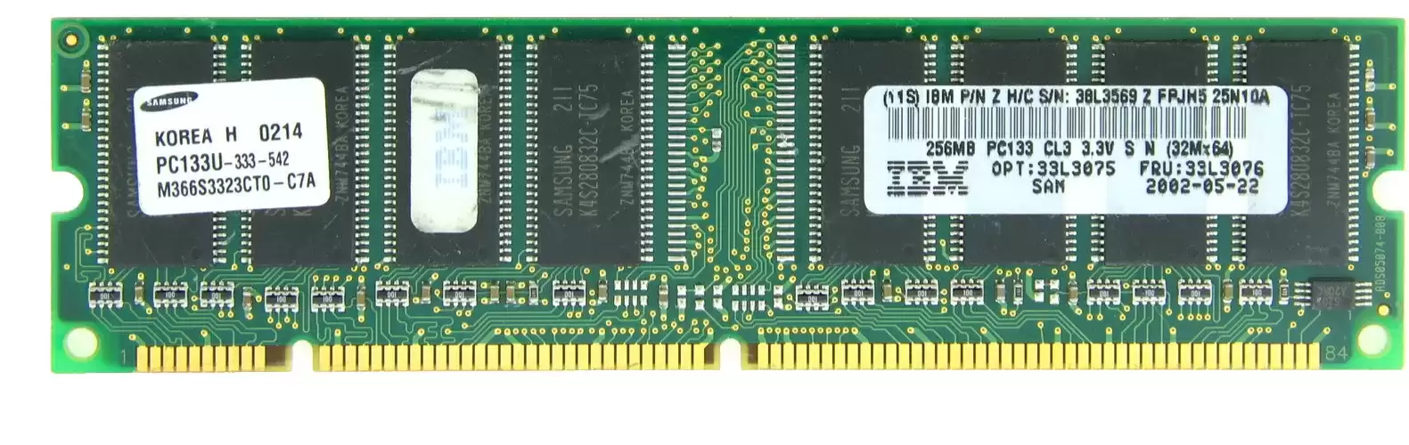 IBM 33L3076 256Mb 133MHz DDR2 PC2-5300 ECC Unbuffered CL3 168-Pin DIMM 1.8V Dual Rank X8 Memory Module