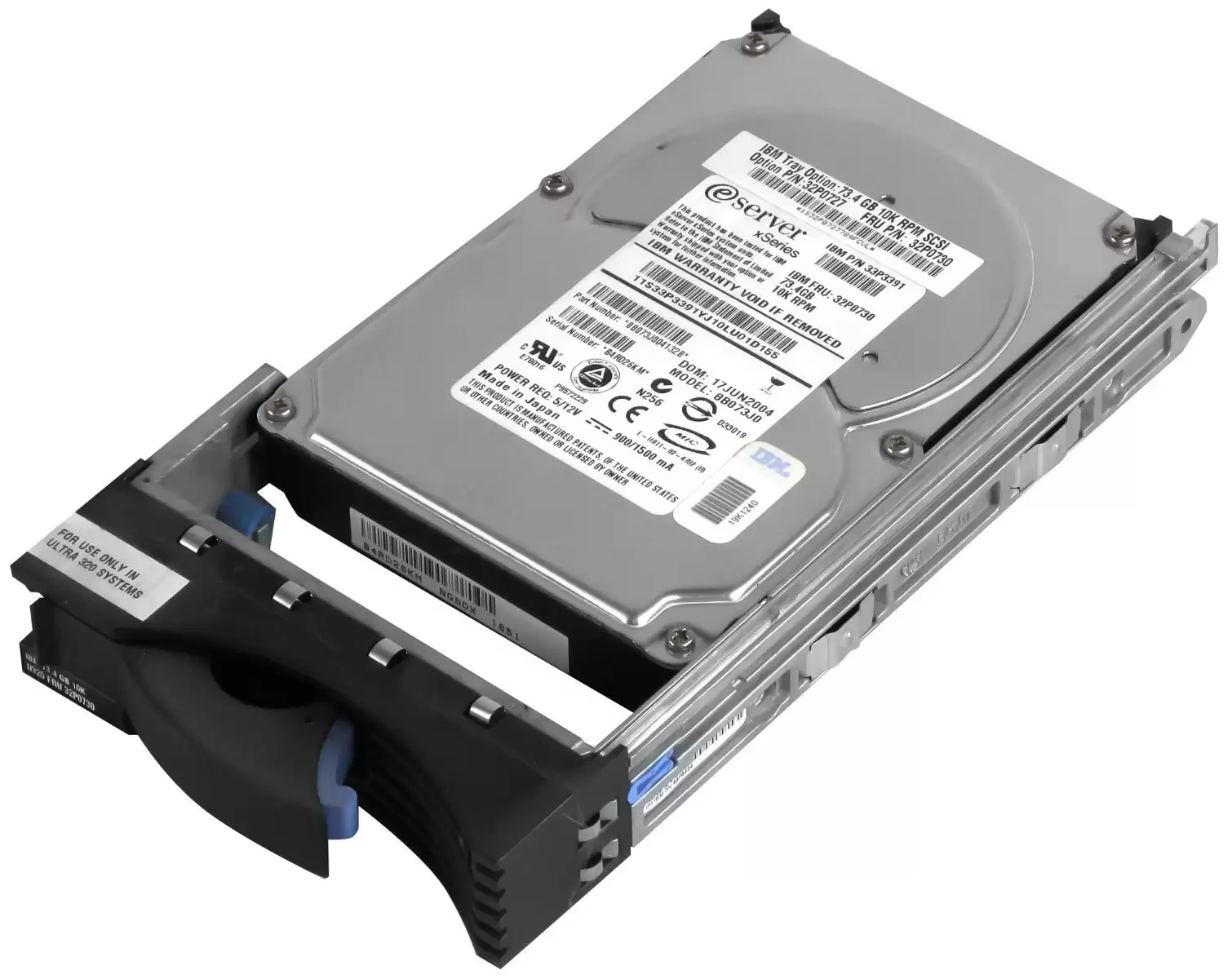 IBM 33P3391 73GB 10000RPM 80Pin Ultra320 SCSI Hot Swapable Internal Hard Drive with Tray