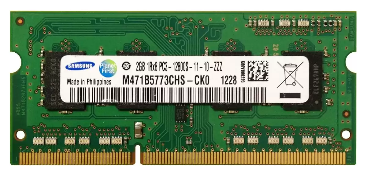 Samsung M471B5773CHS-CK0 2GB 1600MHz DDR3 PC3-12800 ECC Registered CL11 240-Pin SoDIMM 1.5V Dual Rank X8 Memory Module