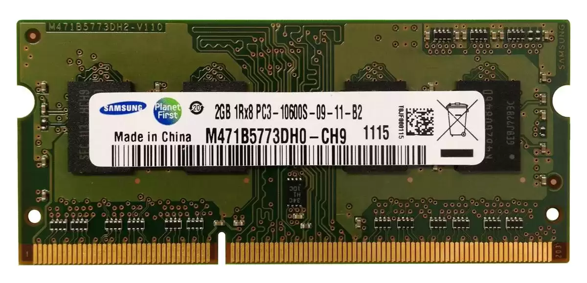 Samsung M471B5773DH0-CH9 2GB 1333MHz DDR3 PC3-10600 ECC Registered CL9 240-Pin SoDIMM 1.5V Dual Rank X4 Memory Module