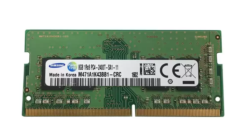 Samsung M471A1K43BB1-CRC 8GB 2400MHz DDR4 PC4-19200 ECC Unbuffered CL17 260-Pin SoDIMM 1.2V Single Rank Memory Module