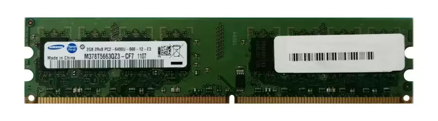 Samsung M378T5663QZ3-CF7 2GB 800MHz DDR2 PC2-6400 ECC Unbuffered CL6 240-Pin DIMM 1.8V Dual Rank X8 Memory Module