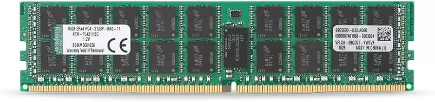 Kingston KTH-PL421/16G 16GB 2133MHz DDR4 PC4-17000 ECC Registered CL15 288-Pin DIMM 1.2V Dual Rank X4 Memory Module