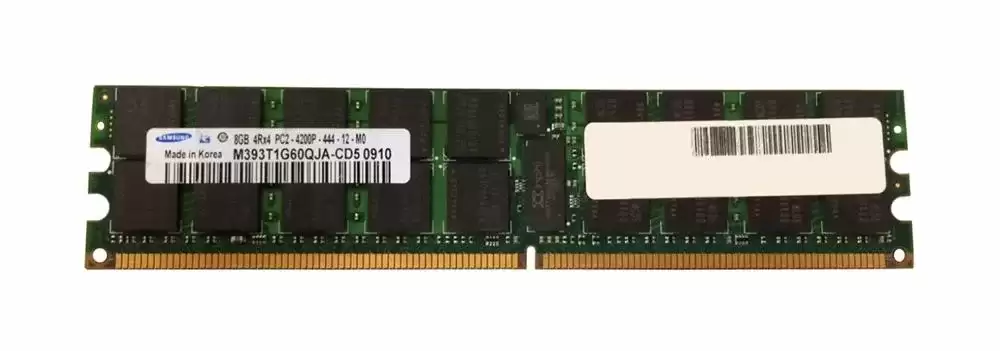 Samsung M393T1G60QJA-CD5 8GB 533MHz DDR2 PC2-4200 ECC Registered CL4 240-Pin DIMM 1.8V Quad Rank Memory Module