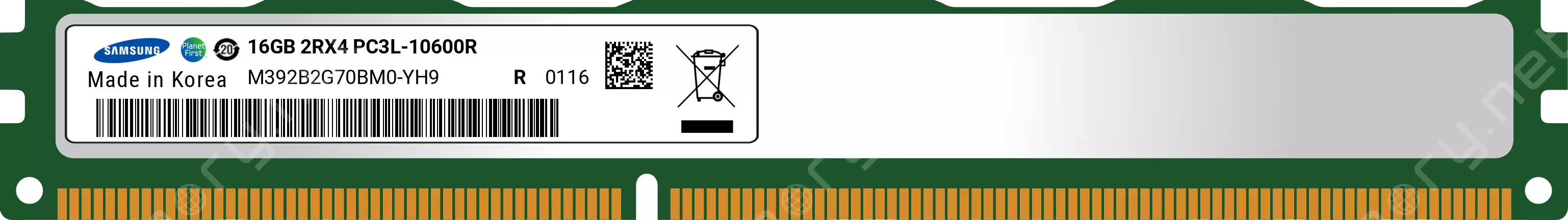 Samsung M392B2G70BM0-YH9 16GB 1333MHz DDR3 PC3-10600 ECC Registered CL9 240-Pin DIMM 1.35V Dual Rank Memory Module