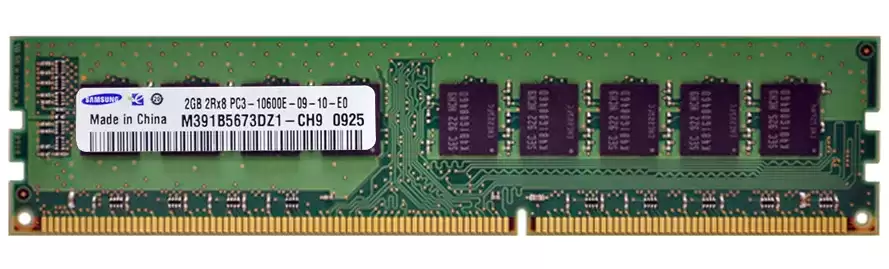 Samsung M391B5673DZ1-CH9 2GB 1333MHz DDR3 PC3-10600 ECC Unbuffered CL9 240-Pin DIMM 1.35V Dual Rank Memory Module