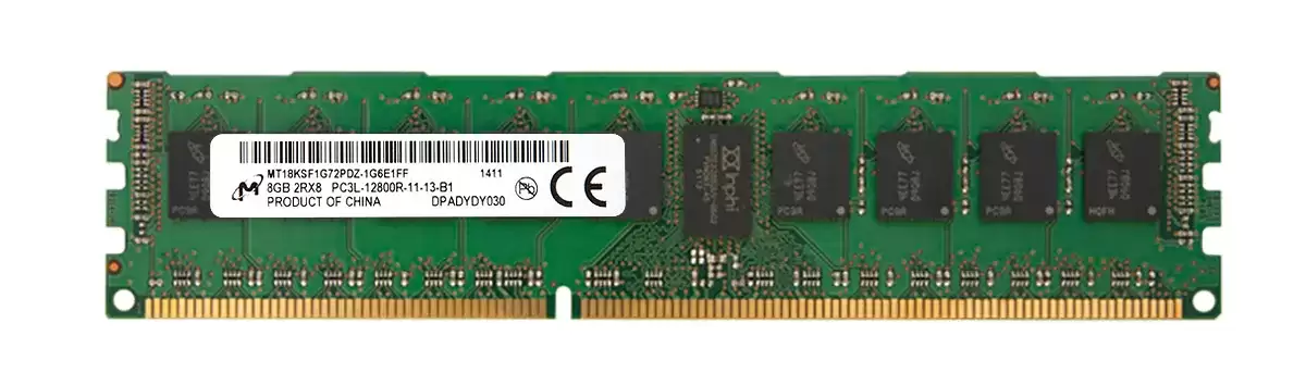 Micron MT18KSF1G72PDZ-1G6E1 8GB 1600MHz DDR3 PC3-12800 ECC Registered CL11 240-Pin DIMM 1.35V Dual Rank X8 Memory Module
