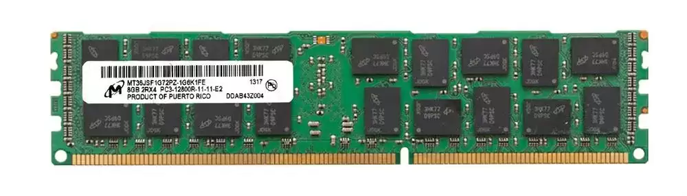 Micron MT36JSF1G72PZ-1G6M1HF 8GB 1600MHz DDR3 PC3-12800 ECC Registered CL11 240-Pin DIMM 1.35V Dual Rank Memory Module