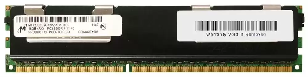 Micron MT72JSZS2G72PZ-1G1D1 16GB 1066MHz DDR3 PC3-8500 ECC Registered CL7 240-Pin DIMM 1.5V Quad Rank X4 Memory Module
