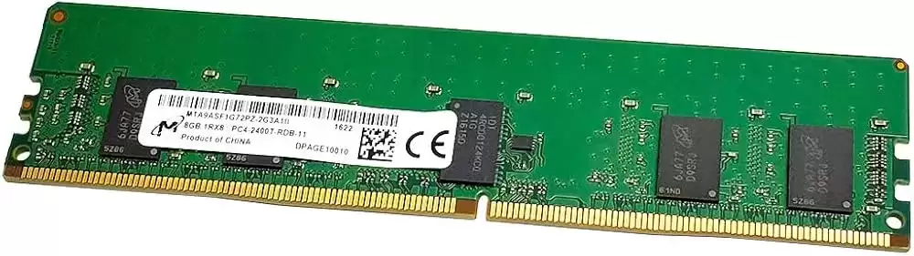 Micron MTA9ASF1G72PZ-2G3A1 8GB 2400MHz DDR4 PC4-19200 ECC Registered CL17 288-Pin DIMM 1.2V Single Rank X8 Memory Module