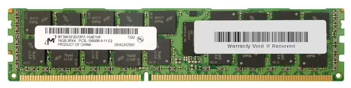 Micron MT36KSF2G72PZ-1G4E1HF 16GB 1333MHz DDR3 PC3-10600 ECC Registered CL9 240-Pin DIMM 1.35V Dual Rank Memory Module