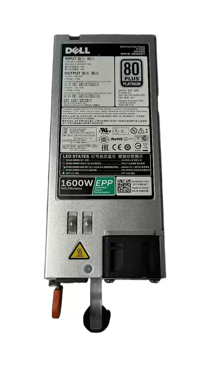 Dell 095HR5 1600-Watts 80 Plus Platinum Hot Swap Redundant Power Supply for PowerEdge C4130 T630 and R740