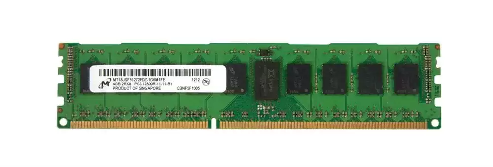 Micron MT18JSF51272PDZ-1G6M 4GB 1600MHz DDR3 PC3-12800 ECC Registered CL11 240-Pin DIMM 1.5V Dual Rank Memory Module