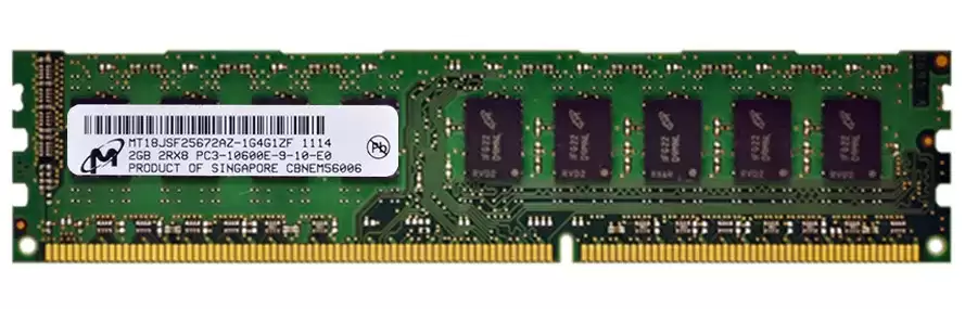 Micron MT18JSF25672AZ-1G4G1 2GB 1333MHz DDR3 PC3-10600 ECC Unbuffered CL9 240-Pin DIMM 1.35V Dual Rank Memory Module