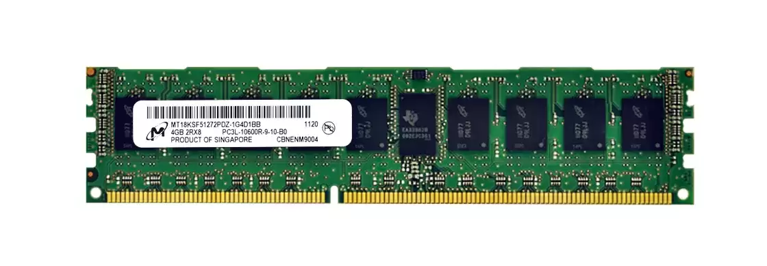 Micron MT18KSF51272PDZ-1G4D1 4GB 1333MHz DDR3 PC3-10600 ECC Registered CL9 240-Pin DIMM 1.35V Dual Rank X8 Memory Module