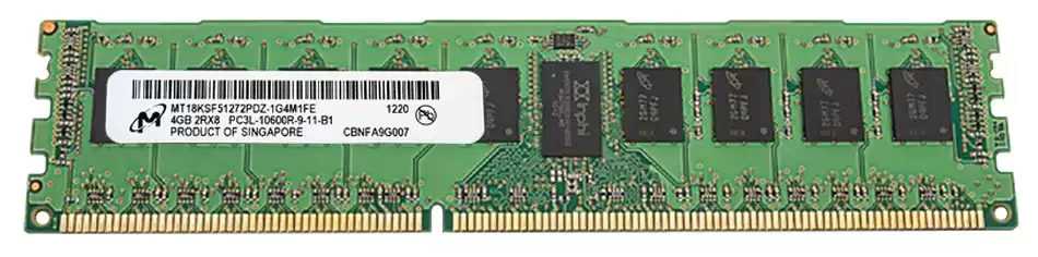 Micron MT18KSF51272PDZ-1G4M1FE 4GB 1333MHz DDR3 PC3-10600 ECC Registered CL9 240-Pin DIMM 1.35V Dual Rank Memory Module