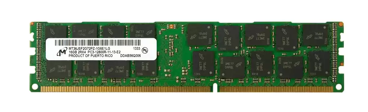 Micron MT36JSF2G72PZ-1G6E1 16GB 1600MHz DDR3 PC3-12800 ECC Registered CL11 240-Pin DIMM 1.5V Dual Rank X4 Memory Module