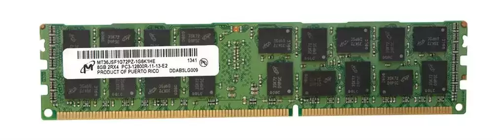 Micron MT36JSF1G72PZ-1G6M1 8GB 1600MHz DDR3 PC3-12800 ECC Registered CL11 240-Pin DIMM 1.5V Dual Rank Memory Module