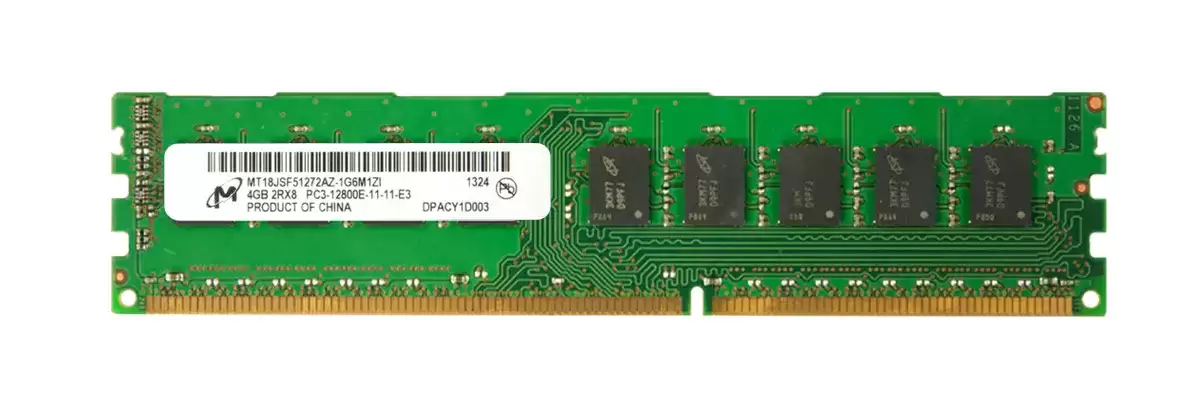 Micron MT18JSF51272AZ-1G6M1 4GB 1600MHz DDR3 PC3-12800 ECC Unbuffered CL11 240-Pin DIMM 1.35V Dual Rank Memory Module