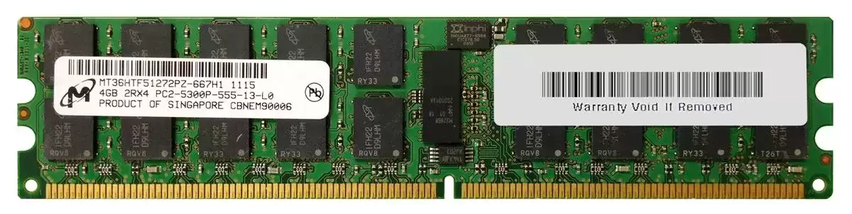 Micron MT36HTF51272PZ-667H1 4GB 667MHz DDR2 PC2-5300 ECC Registered CL5 240-Pin DIMM 1.8V Dual Rank Memory Module