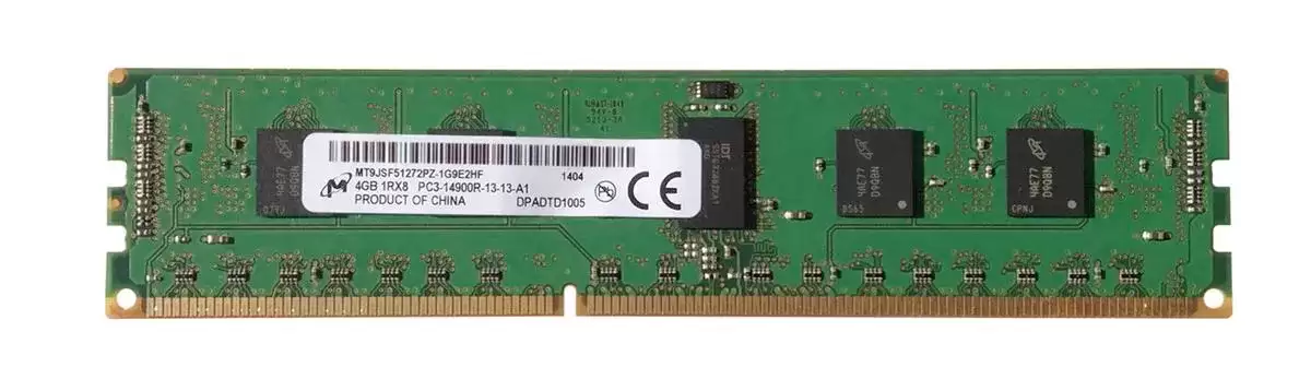 Micron MT9JSF51272PZ-1G9E2 4GB 1866MHz DDR3 PC3-14900 ECC Registered CL13 240-Pin DIMM 1.5V Single Rank Memory Module