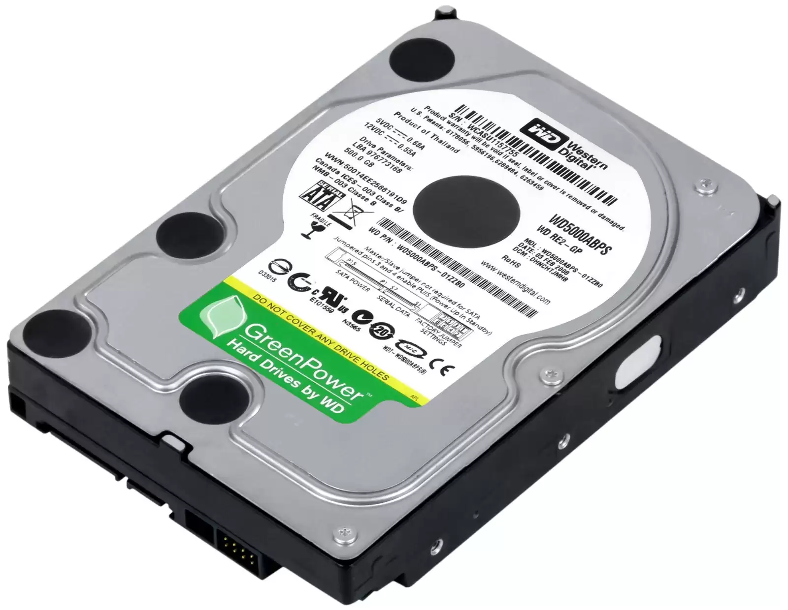 Western Digital WD5000ABPS Re2Gp 500GB 7200RPM SATA 3GB/s 3.5inch Internal Hard Drive