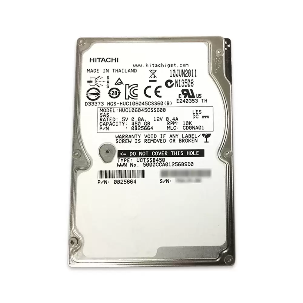 HGST 0B25095 Ultrastar C10K600 450GB SAS 6Gb/s 10000RPM 64MB Cache 2.5-inch Internal Hard Drive