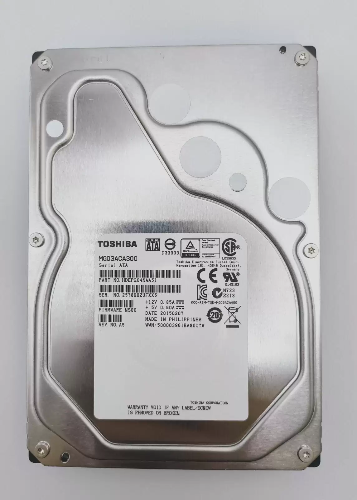 Toshiba MG03ACA300 Enterprise Capacity 3TB SATA 6Gb/s 7200RPM 64MB Cache (512n) 3.5-inch Internal Hard Drive