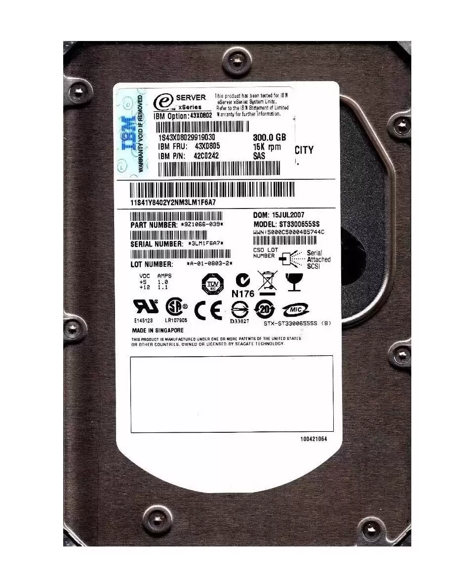 Seagate 9Z1066-039 Cheetah 15K.5 300GB SAS 3Gb/s 15000RPM 16MB Cache 3.5-inch Internal Hard Drive
