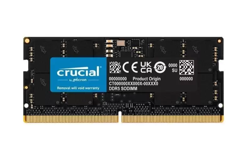 Crucial CT48G56C46S5 48GB 5600MHz DDR5 PC5-44800 Non-ECC CL46 262-Pin SODIMM 1.1V Single Rank x16 Memory Module