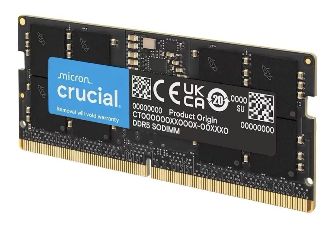 Crucial CT8G56C46S5 8GB 5600MHz DDR5 PC5-44800 Non-ECC CL46 262-Pin SODIMM 1.1V Single Rank x16 Memory Module