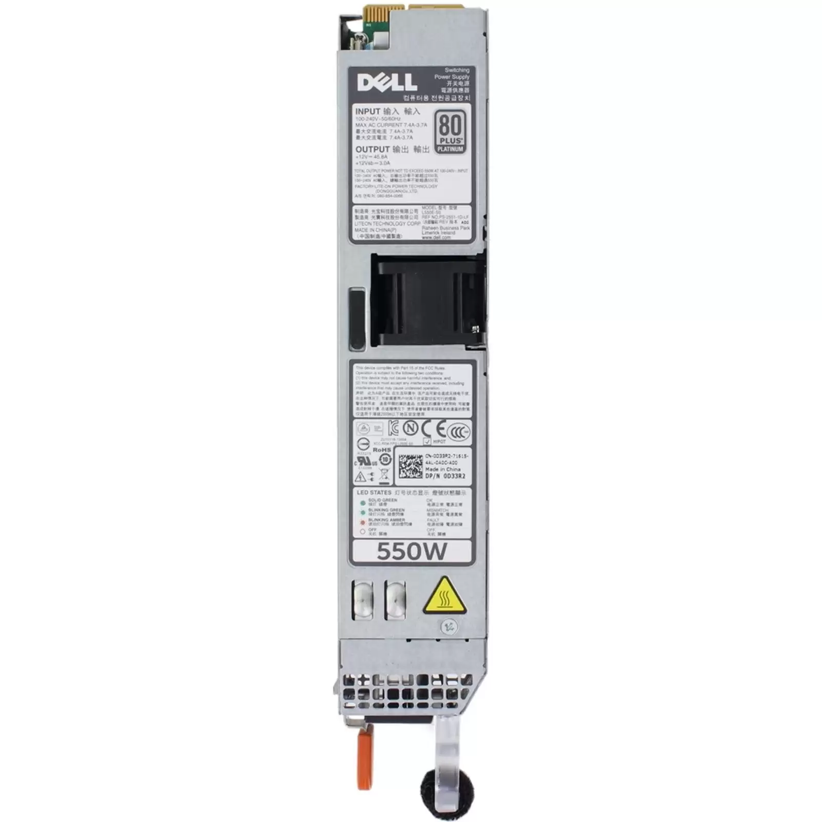 Dell D33R2 550-Watts 80 Plus Platinum Redundant Power Supply for PowerEdge R420 R620 R720 and R720XD