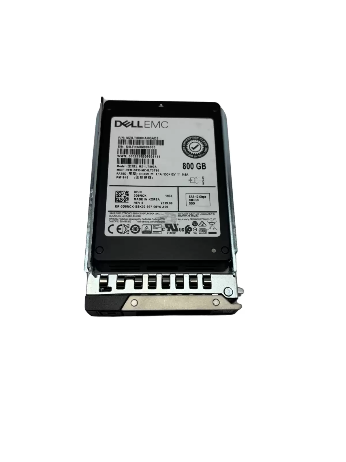 Dell D9NCK 800GB SAS 12Gb/s Hot Swap Mixed Use TLC (512e) 2.5-inch Solid State Drive \with Tray for PowerEdge G14