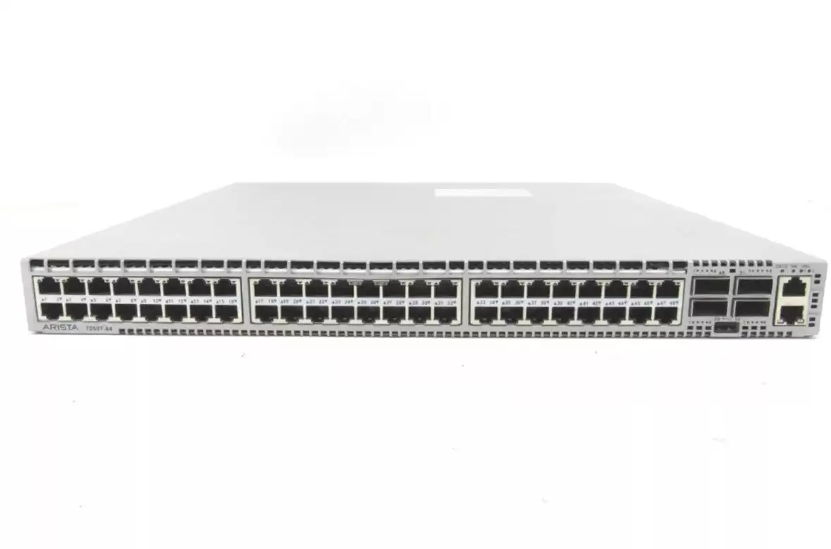 Arista DCS-7050T-64-R 7050 48-Ports 1/10GbE Ethernet Layer-4 Rack Mountable Managed Network Switch with 4-Ports QSFP+