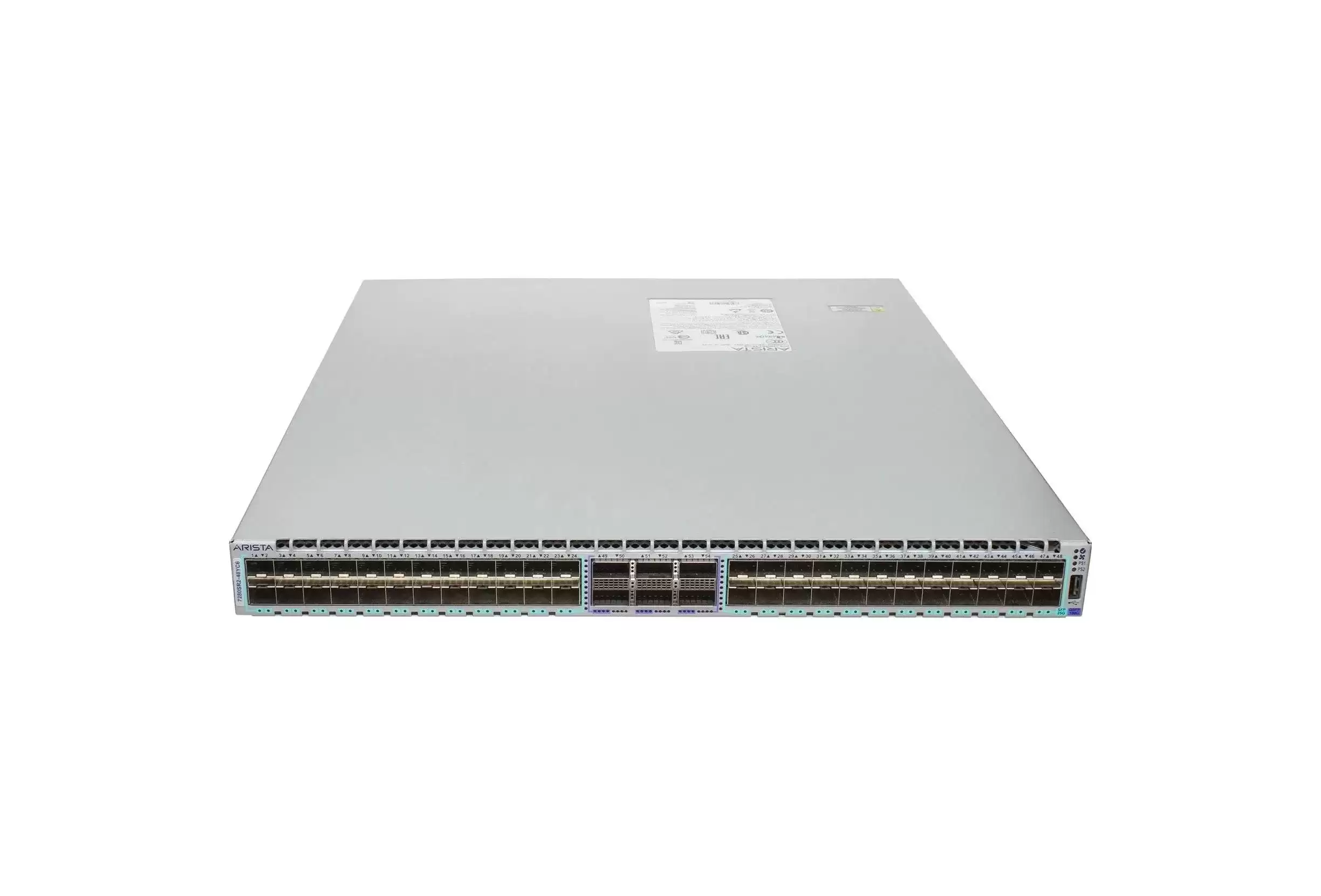 Arista DCS-7280SR2-48YC6-F 7280R2 48-Ports 25GbE SFP28 Layer 3 Rack Mount Managed Network Switch
