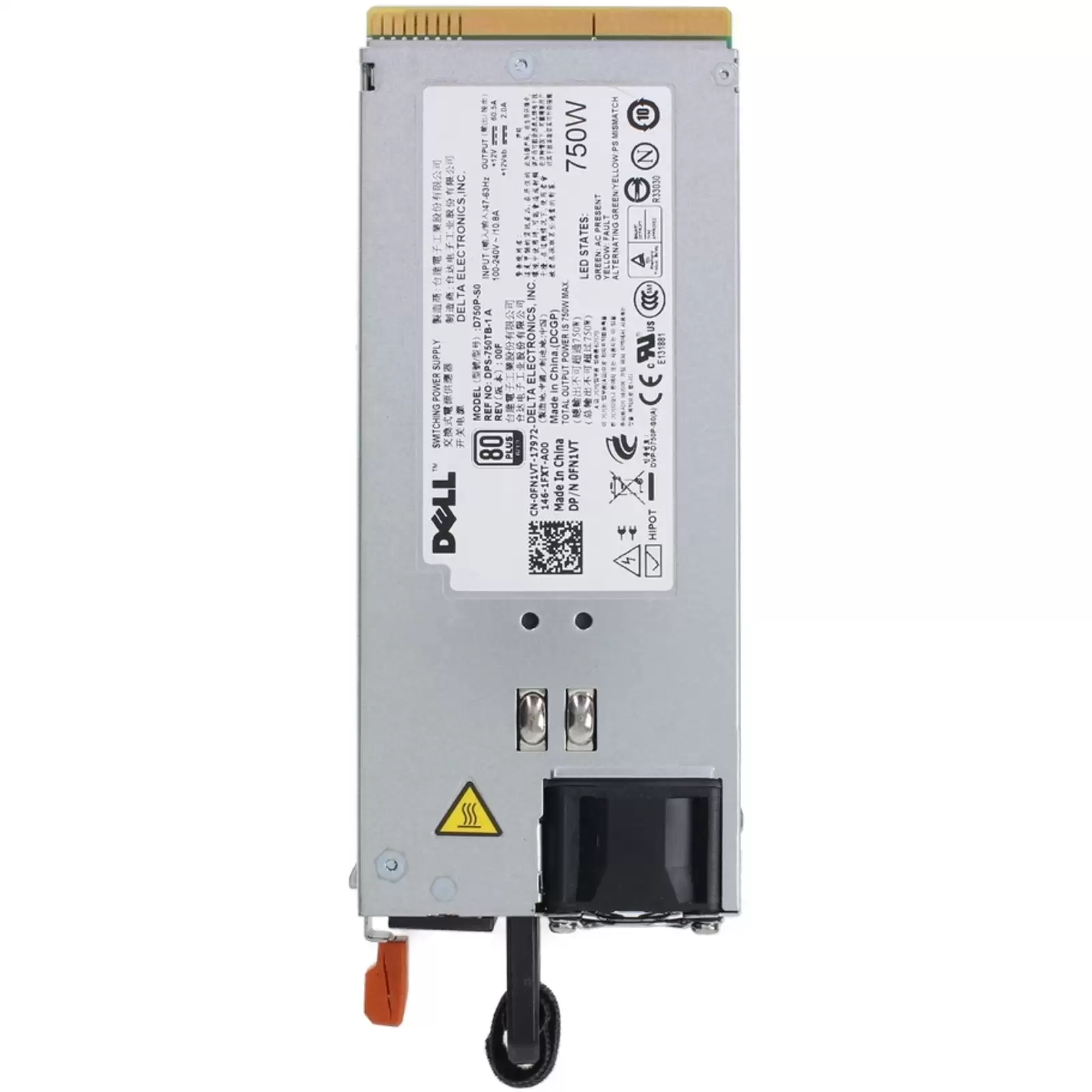 Dell FN1VT 750-Watts 80 Plus Gold Hot Swap Redundant AC Power Supply for PowerEdge R510 R810 and R815