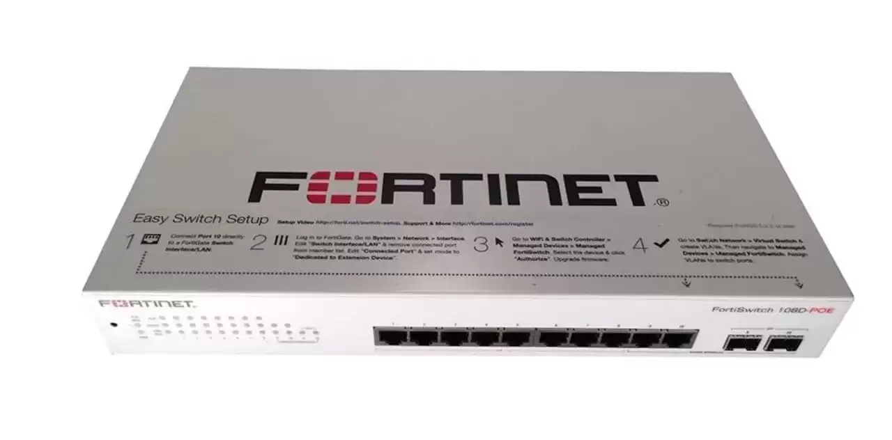 Fortinet FS-108D-POE FortiSwitch 108D 8-Ports 1GbE RJ-45 Rack Mountable Layer 2 Managed Network Switch