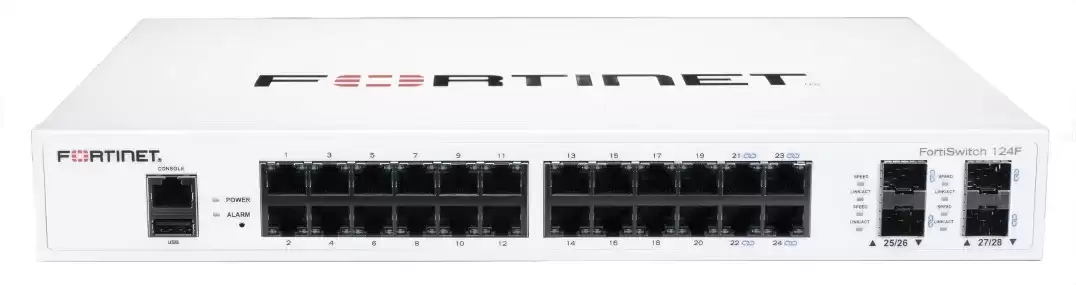 Fortinet FS-124F FortiSwitch 124F 24-Ports 1GbE RJ-45 Rack Mountable Layer 2 Managed Network Switch With 4-Ports SFP+