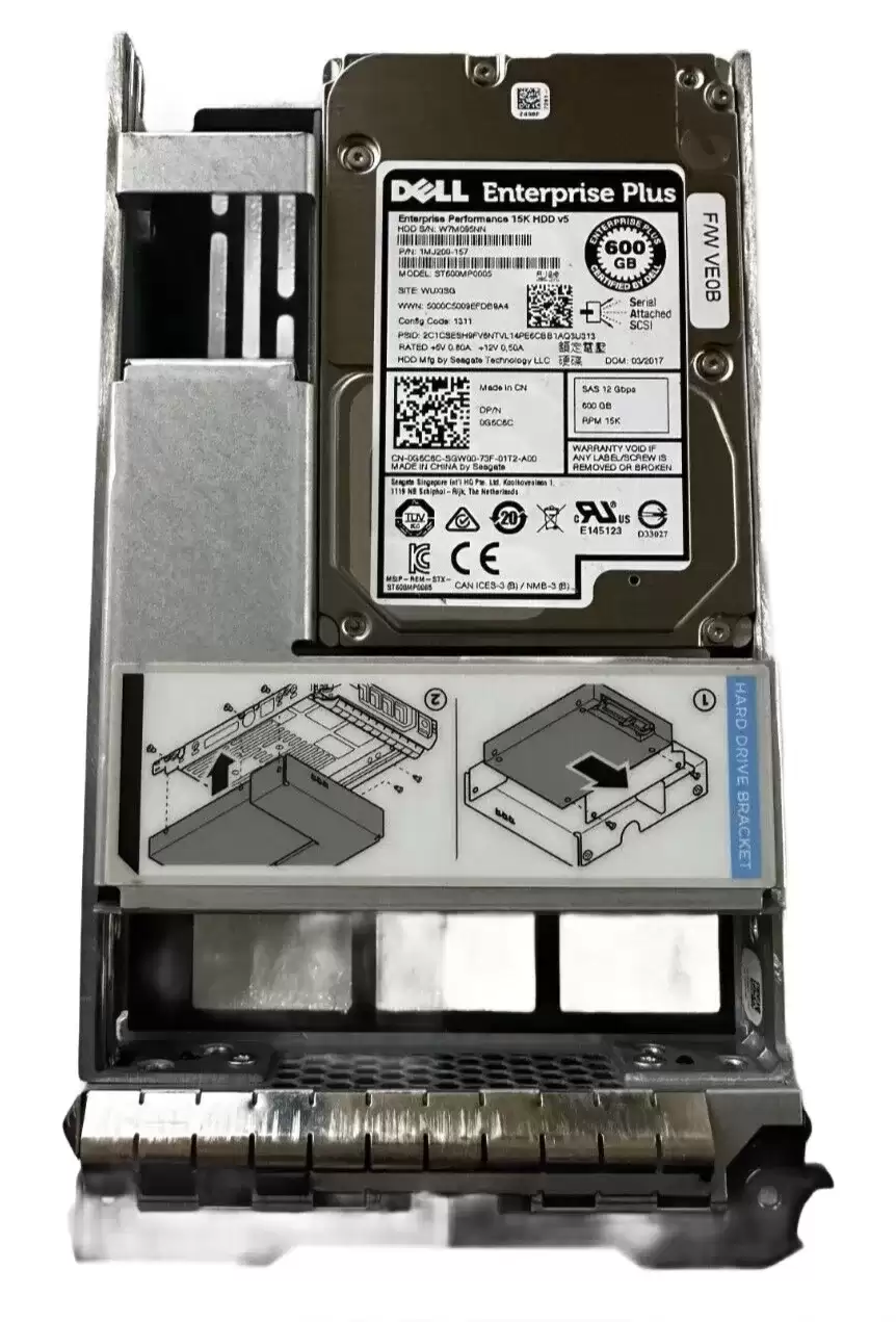Dell G6C6C 600GB SAS 12Gb/s Hot Swap 15000RPM 128MB Cache 2.5-inch Internal Hard Drive with Tray