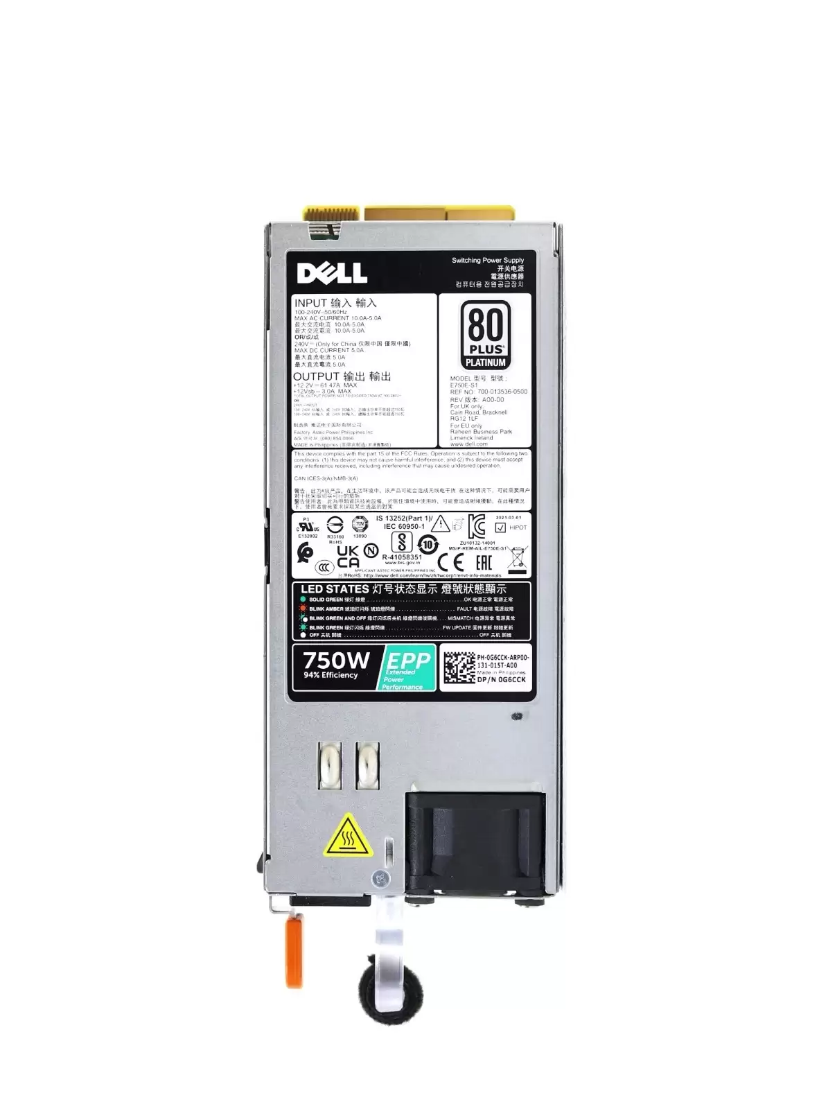 Dell G6CCK 750-Watts 80 Plus Platinum Hot Swap Power Supply for PowerEdge R640