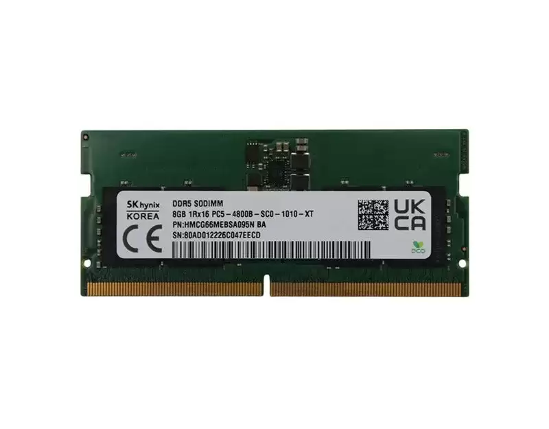 Hynix HMCG66MEBSA095N 8GB 4800MHz DDR5 PC5-38400 Non-ECC CL40 262-Pin SODIMM 1.1V Single Rank x16 Memory Module