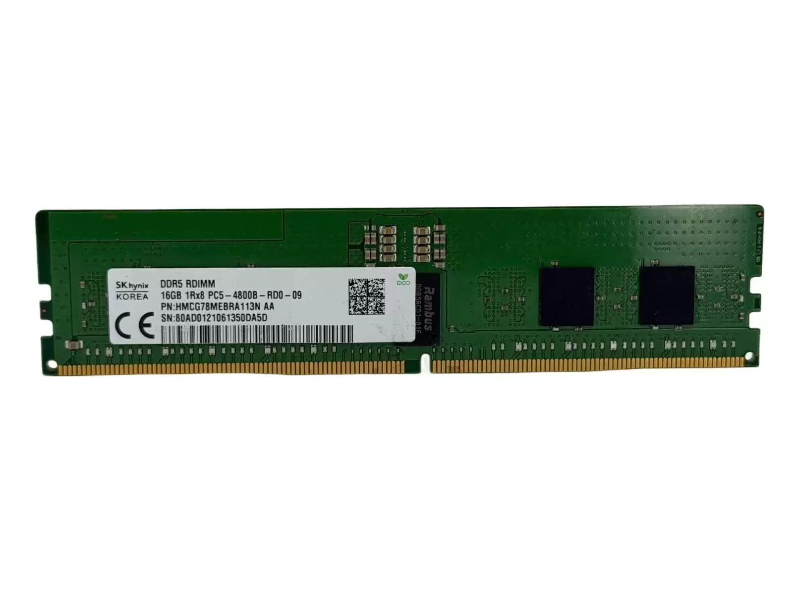 Hynix HMCG78MEBRA113N 16GB 4800MHz DDR5 PC5-38400 ECC Registered CL40 288-Pin DIMM 1.1V Single Rank x8 Memory Module