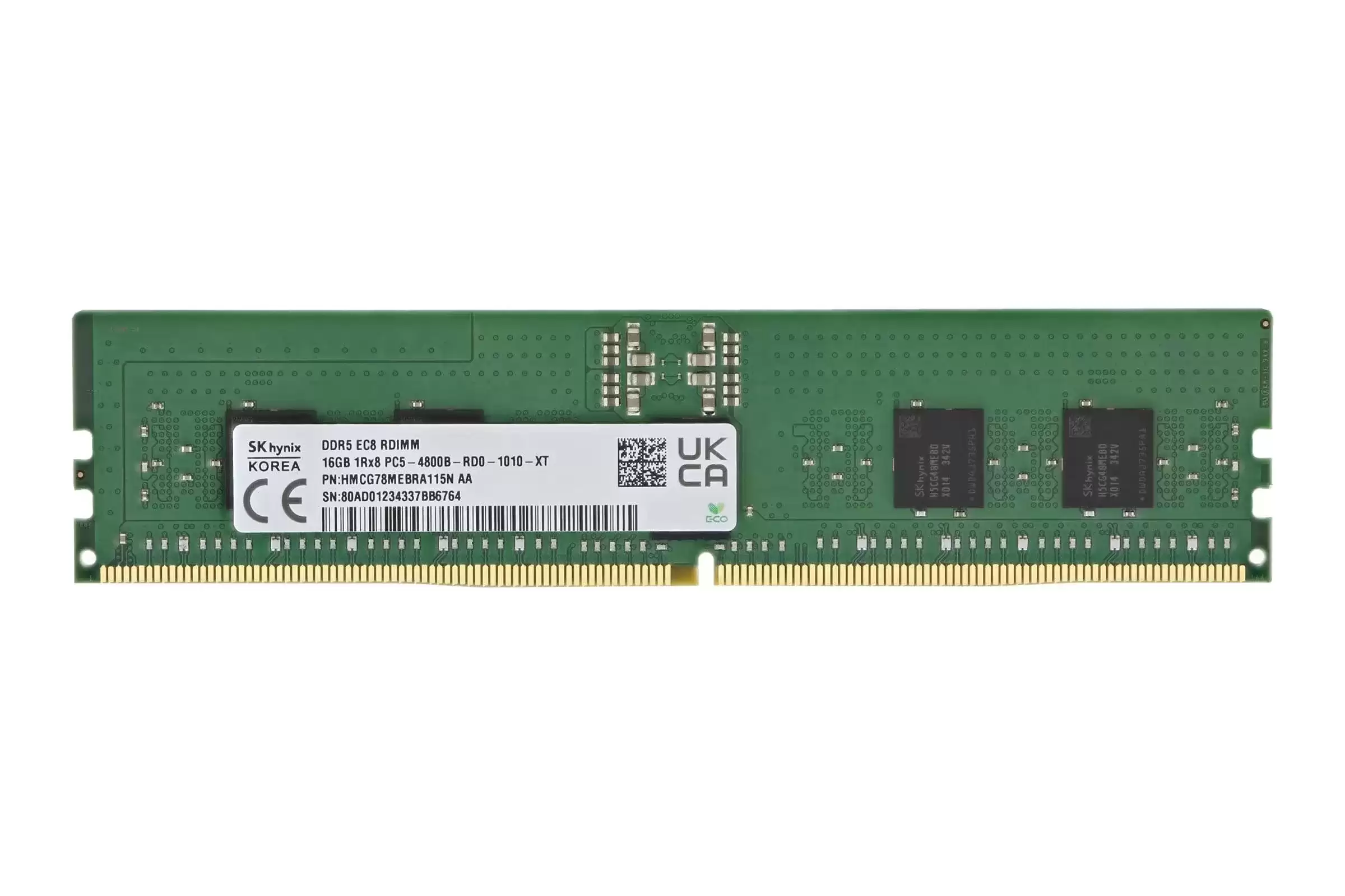 Hynix HMCG78MEBRA115N 16GB 4800MHz DDR5 PC5-38400 ECC Registered CL40 288-Pin DIMM 1.1V Single Rank x8 Memory Module